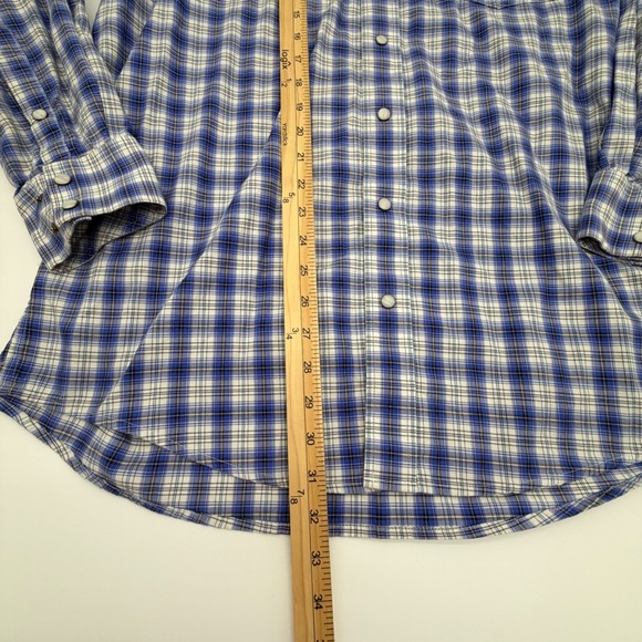 Miller Ranch Mens Plaid Snap Button Western Shirt Blue White Size L - Picture 6 of 9